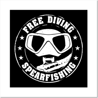 Free Diving Spearfishing Scuba Diver Posters and Art